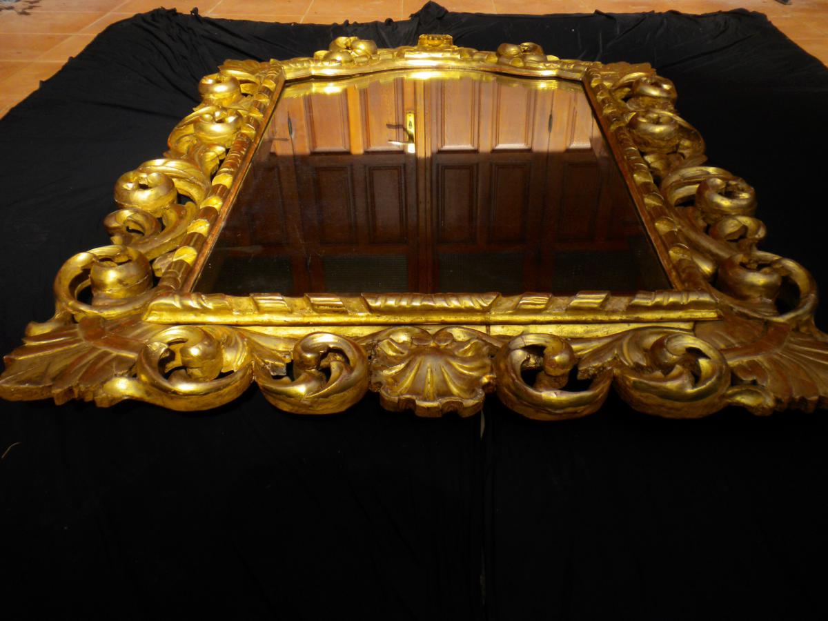 Spectaculaire Miroir de Venise en bois dore-photo-1