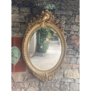 Louis XV Napoleon III Style Oval Mirror 