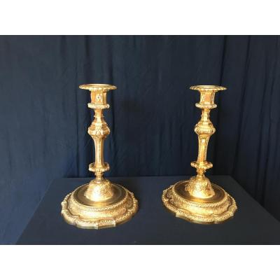 Pair Of Torches In Bronze Dores