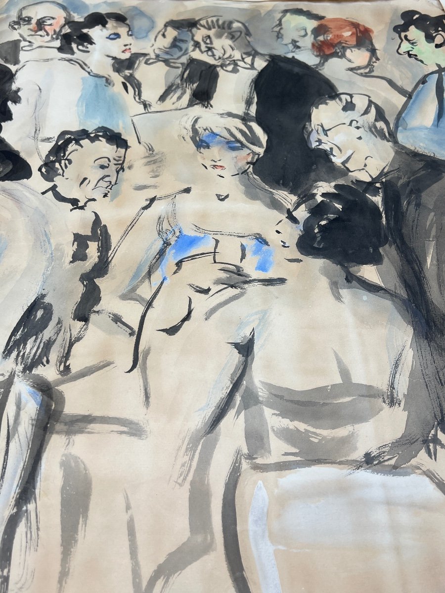 Watercolor On Cannes Paper By Laverdet Jean-paul Circa 1946-photo-4