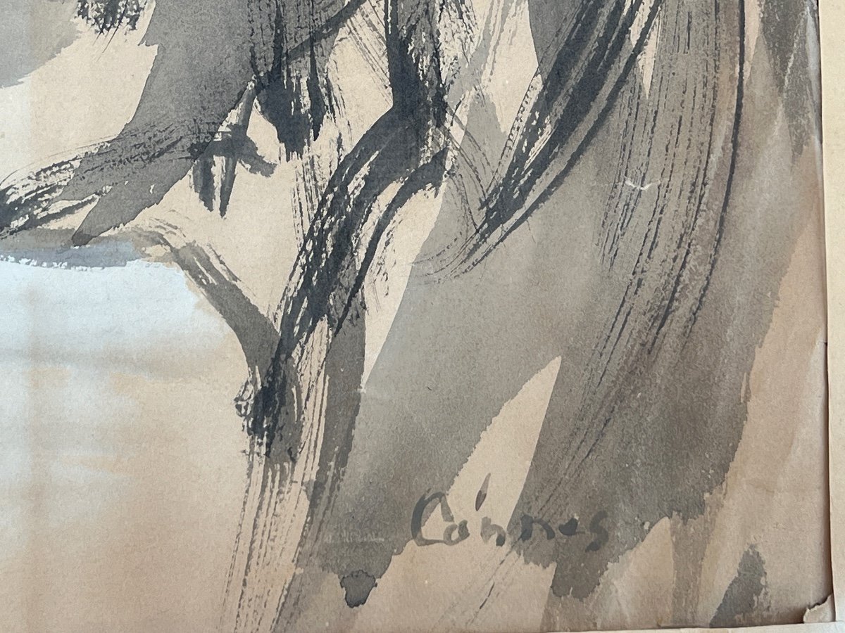 Watercolor On Cannes Paper By Laverdet Jean-paul Circa 1946-photo-1