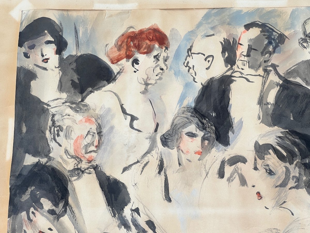 Watercolor On Cannes Paper By Laverdet Jean-paul Circa 1946-photo-2