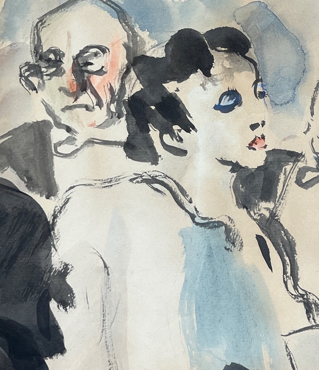 Watercolor On Cannes Paper By Laverdet Jean-paul Circa 1946-photo-4