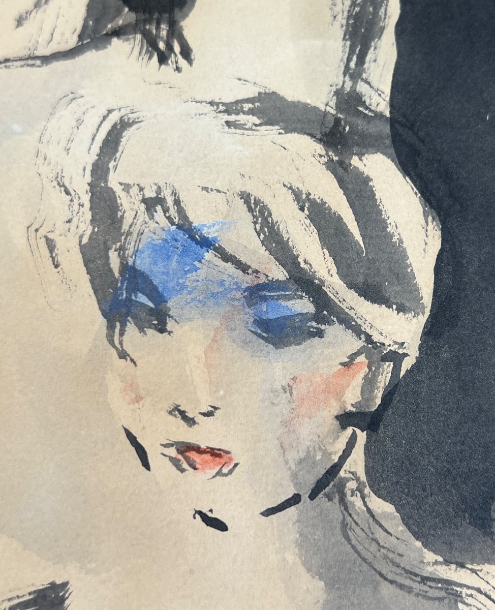 Watercolor On Cannes Paper By Laverdet Jean-paul Circa 1946