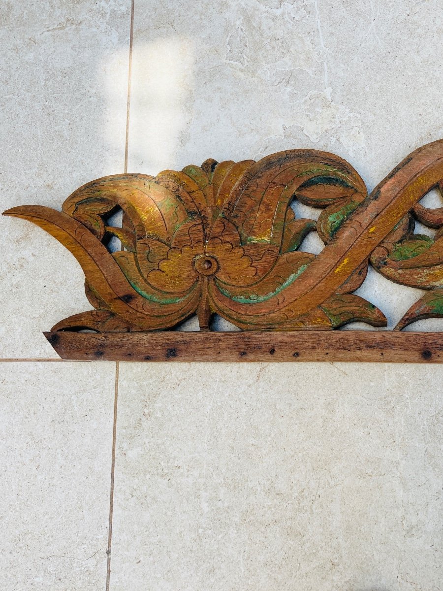 Large Balinese Teak Polychrome Woodwork XIX Century -photo-2