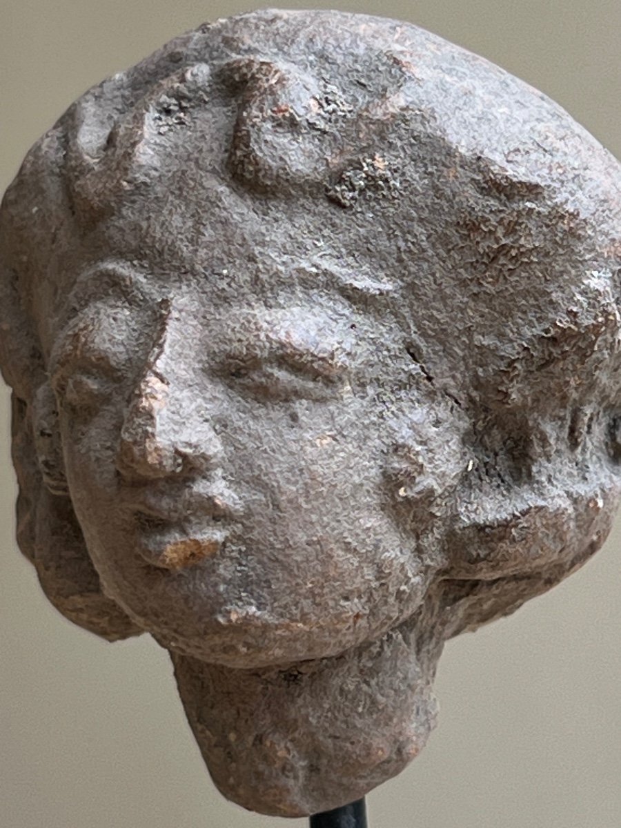 Tête De Femme Terre Cuite, Royaume Majapahit Fin 13 / Début 16 Siècle Indonésie -photo-3