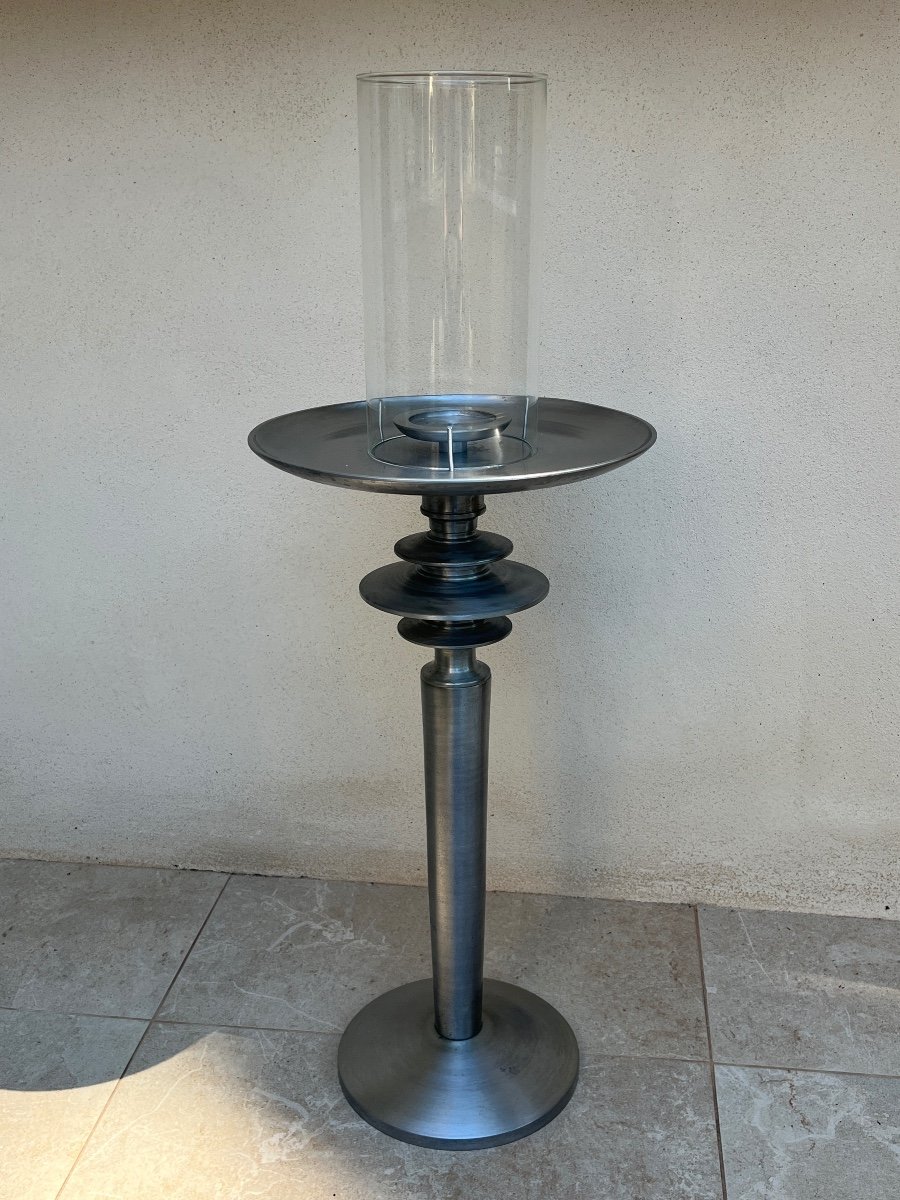 Large Aluminum Candlestick Period 1970 -photo-4