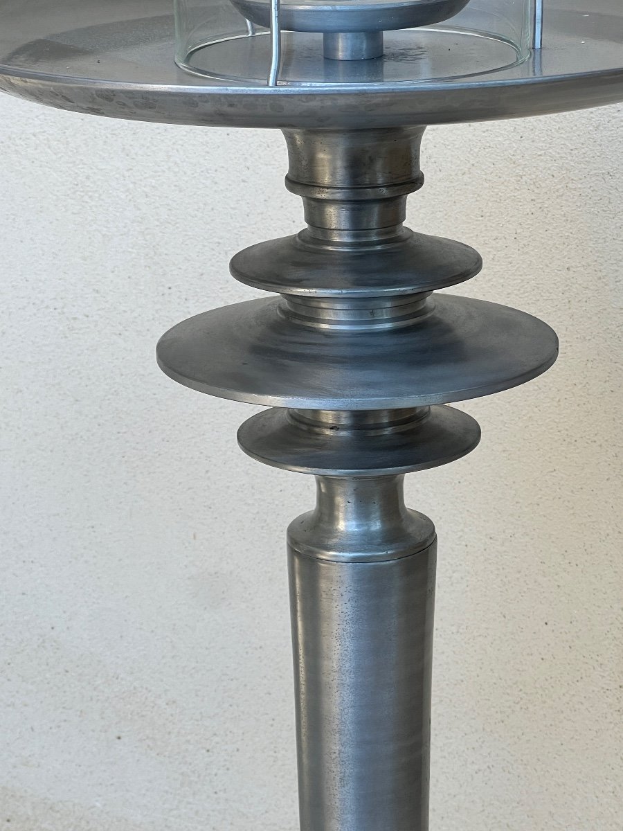 Large Aluminum Candlestick Period 1970 -photo-1