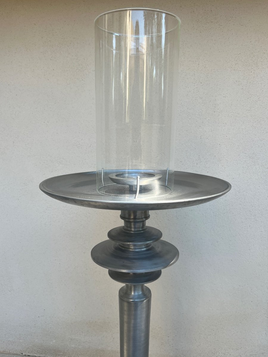 Large Aluminum Candlestick Period 1970 