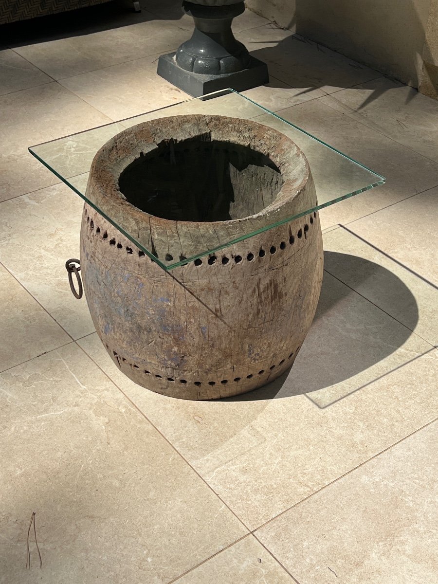 Coffee Table Drum Barrel 19th Century Burma -photo-2