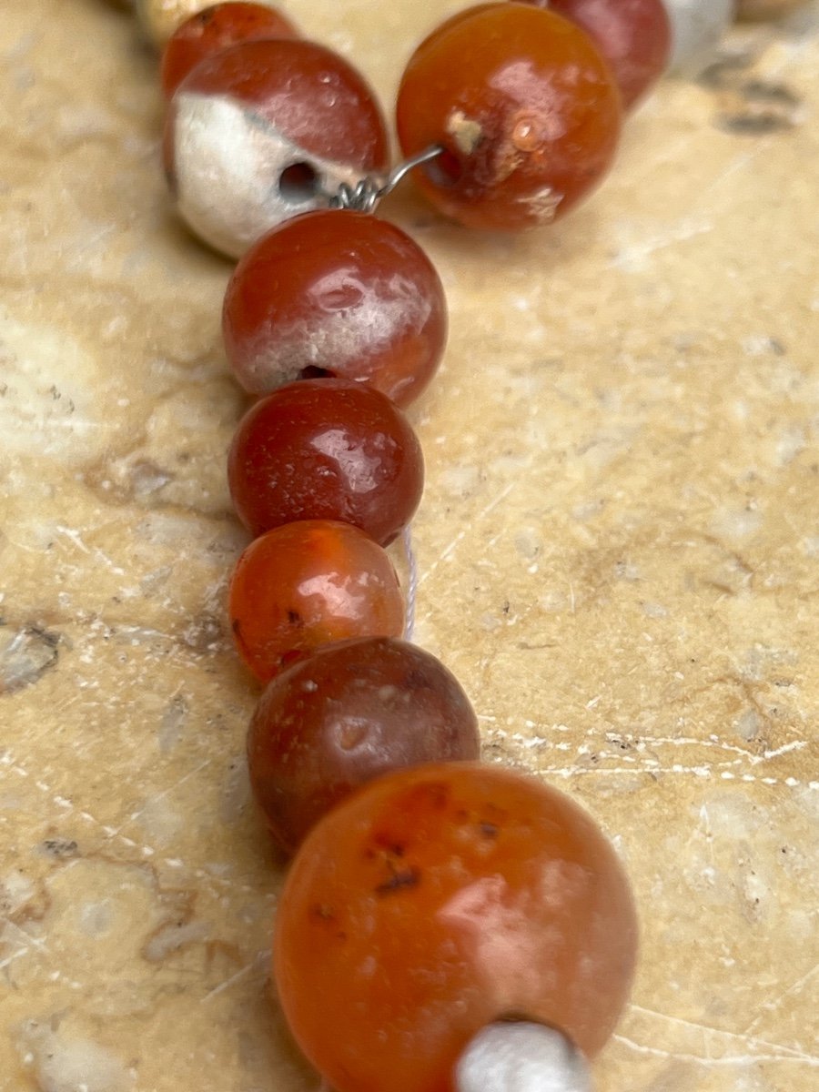 Carnelian And Jade Necklace From Excavation, Late 19th Century Burma -photo-6