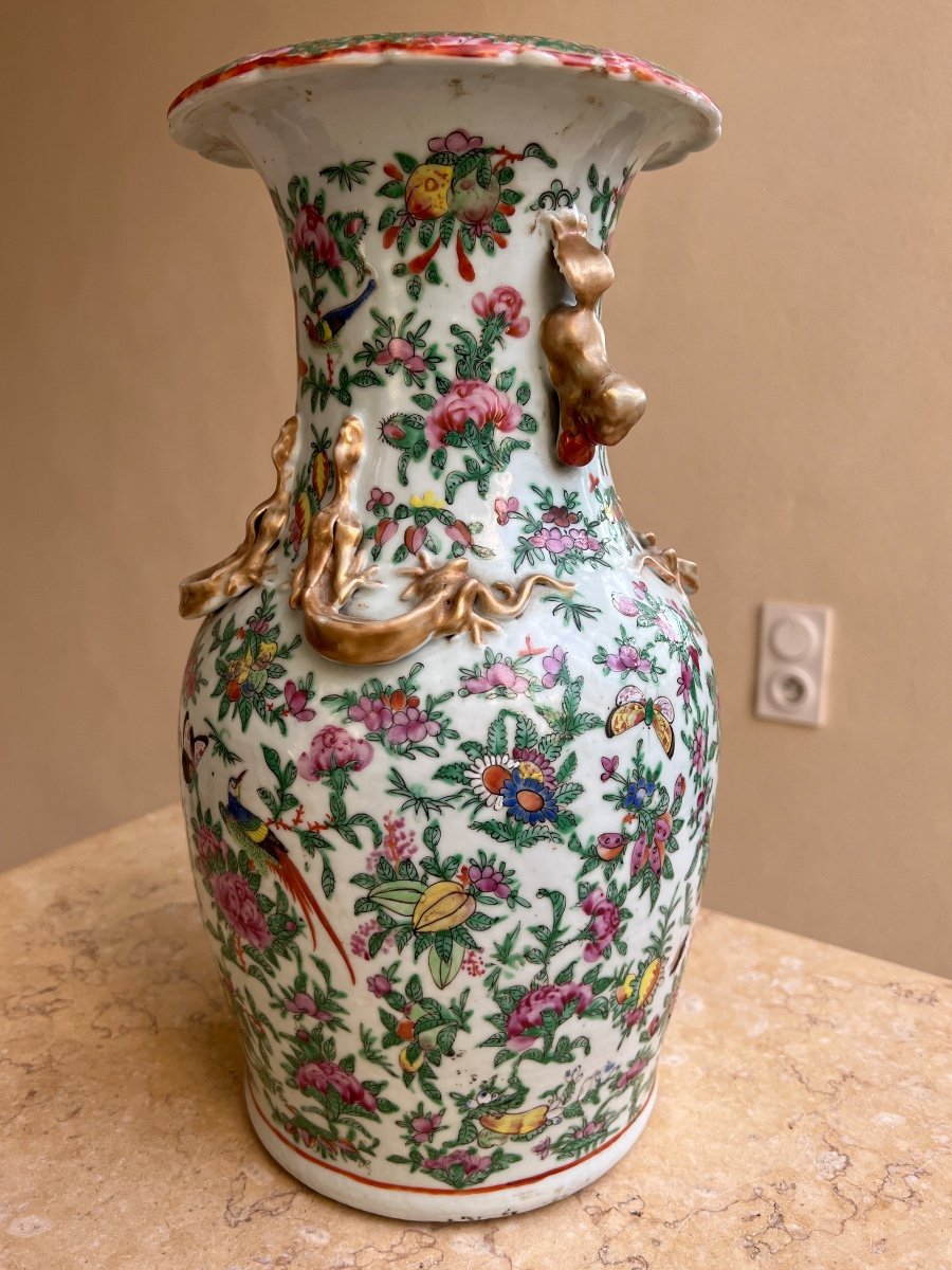 Grand Vase De Canton En Porcelaine 19 E Siècle -photo-8