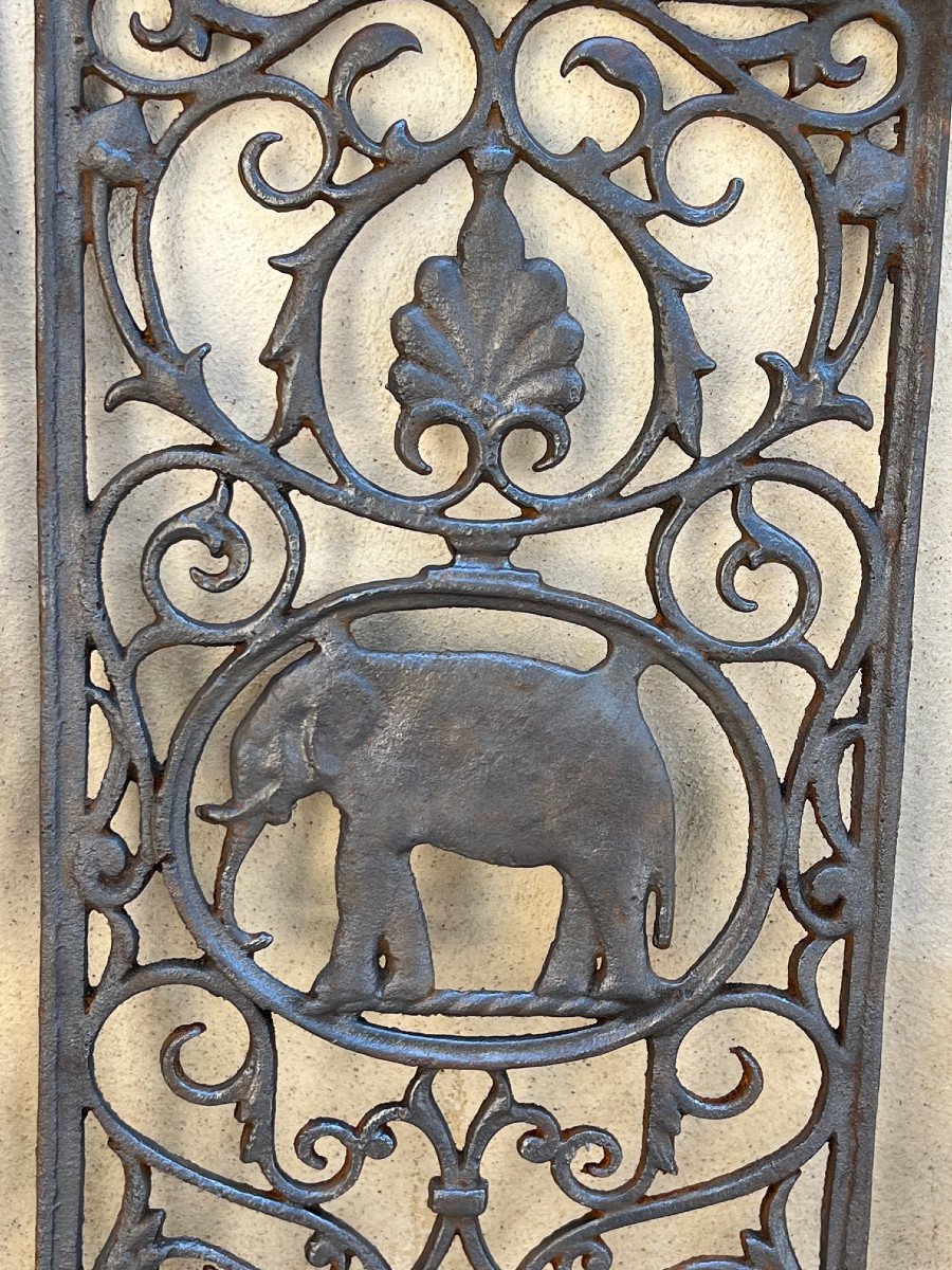 8 Cast Iron Grilles Elephant Motif English Colonial House Rangoon Burma Late 19th Century-photo-4