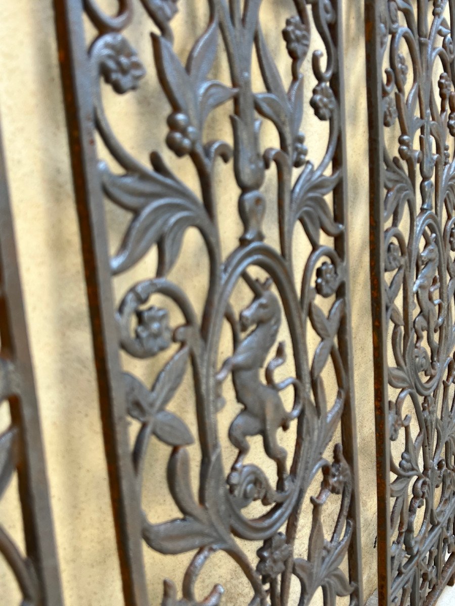 8 Cast Iron Grilles Unicorn Motif English Colonial House, Rangoon Burma 19th Century-photo-2