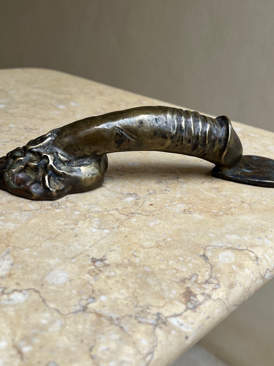 Pair Of Bronze Handles In The Shape Of A Phallus, 20th Century -photo-4