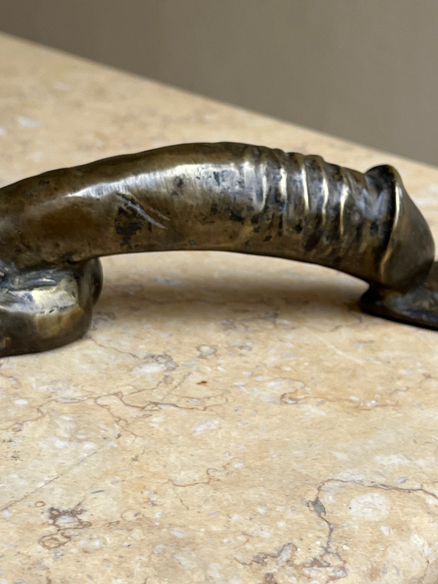 Pair Of Bronze Handles In The Shape Of A Phallus, 20th Century -photo-5