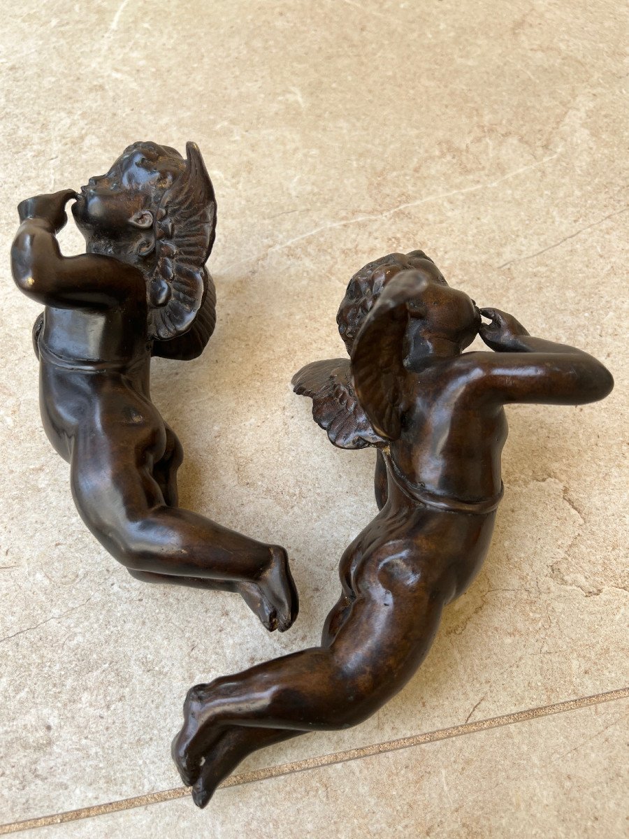 Pair Of Bronze Handles In The Shape Of An Angel Manadalay Foundry 20th Century-photo-2