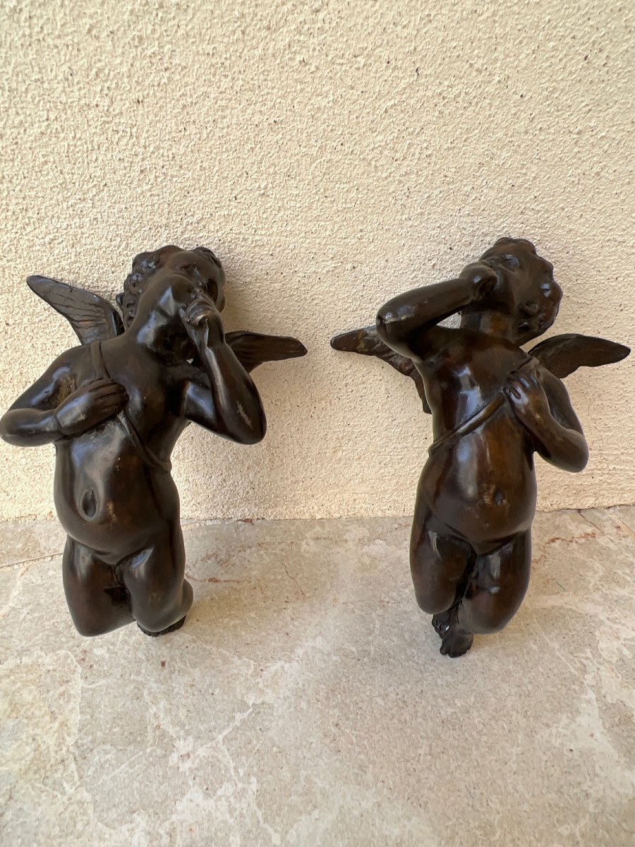 Pair Of Bronze Handles In The Shape Of An Angel Manadalay Foundry 20th Century-photo-4