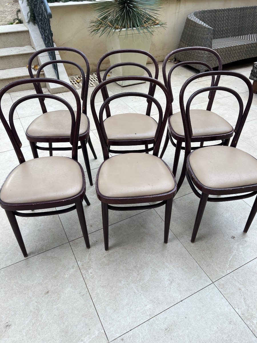 6 Chaises  Thonet De bistrot N 14  1950