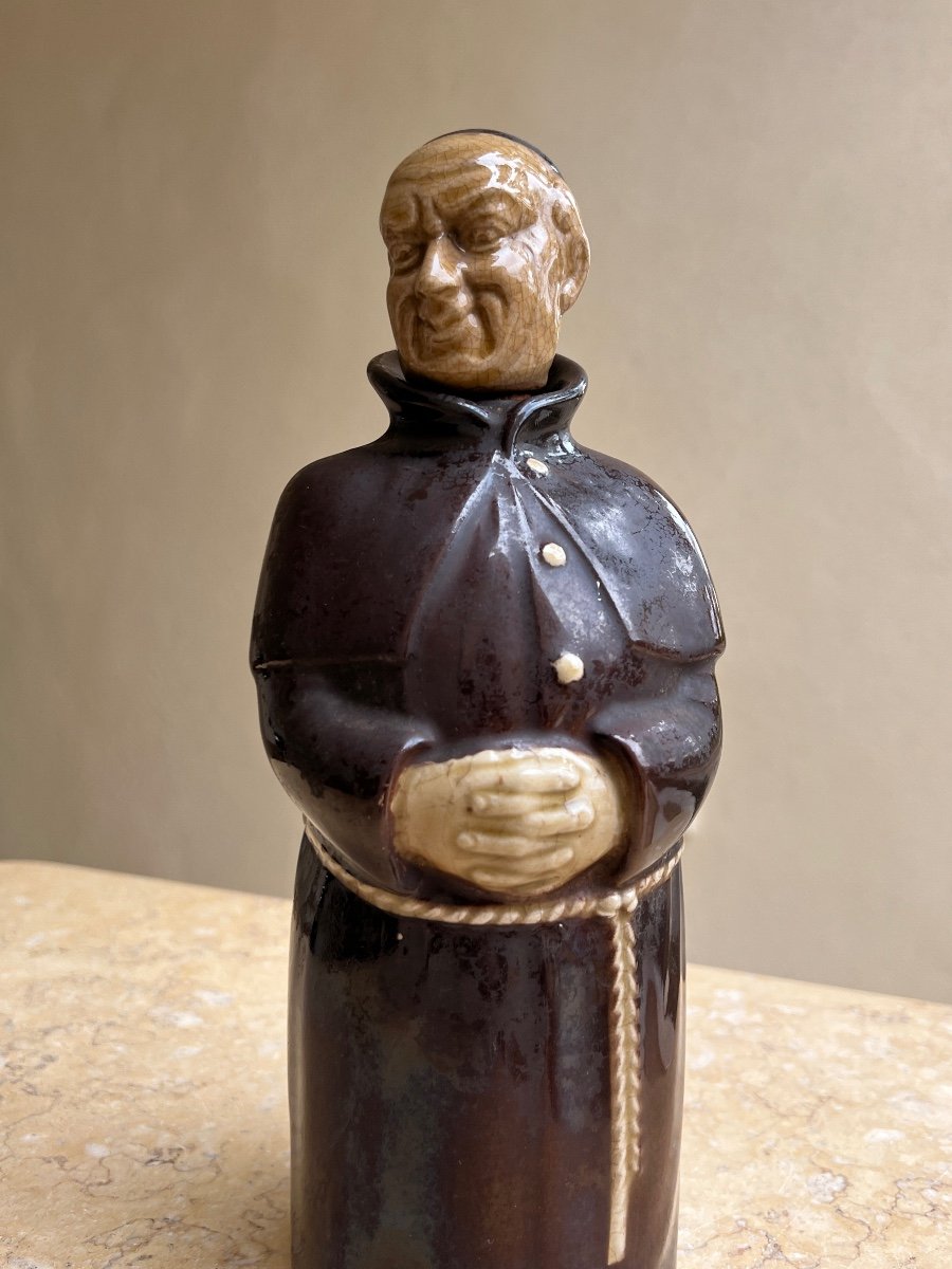 Anthropomorphic Liqueur Bottle Monk Ceramic 1940-photo-5