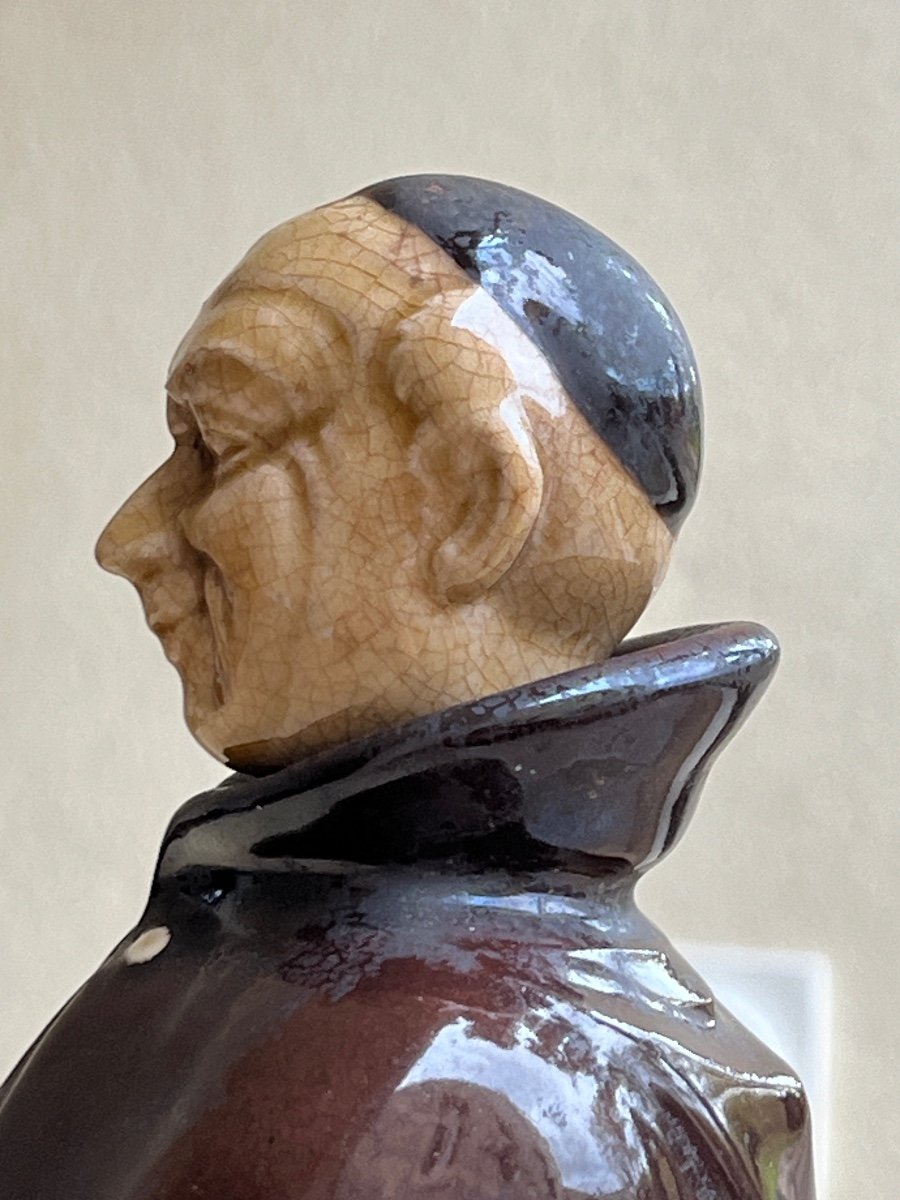 Anthropomorphic Liqueur Bottle Monk Ceramic 1940-photo-7