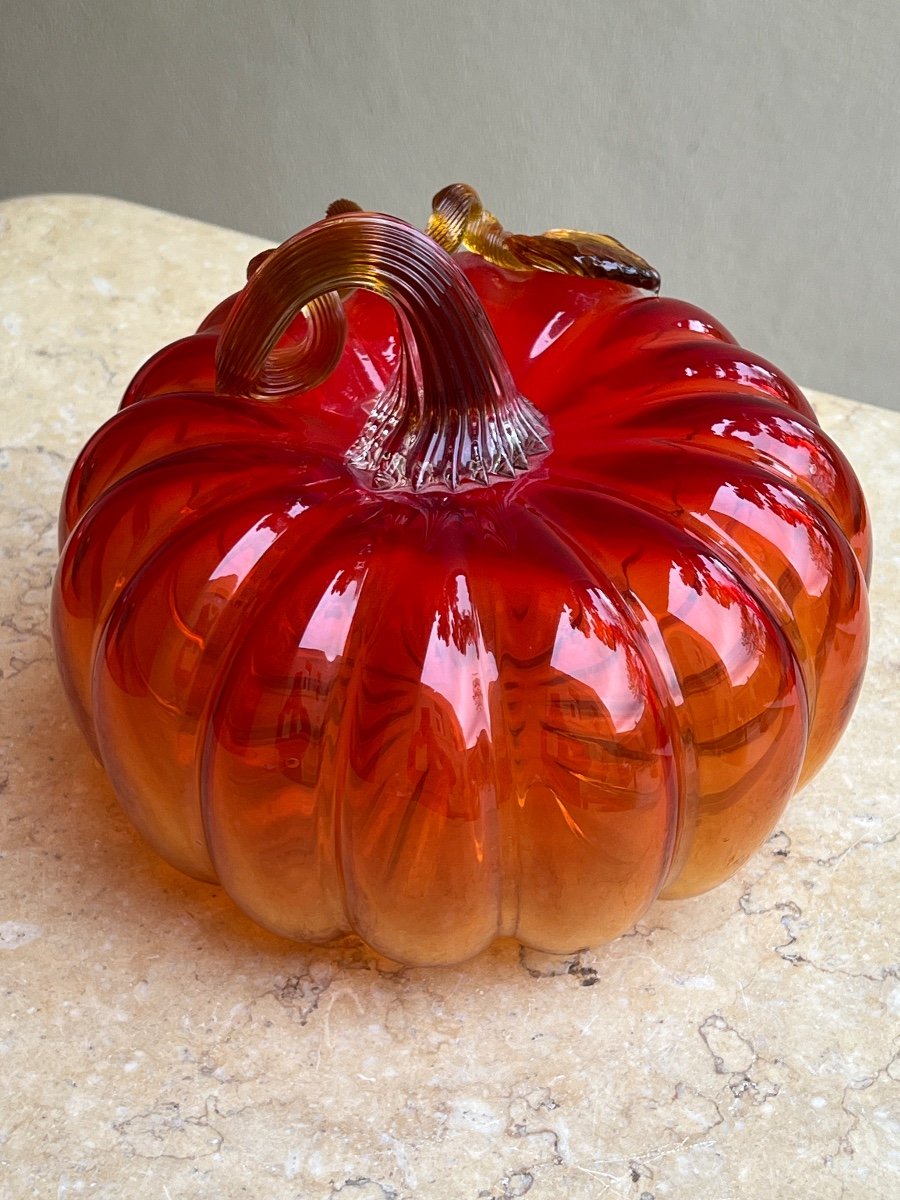 Murano Blown Glass Pumpkin Period 1960-photo-2