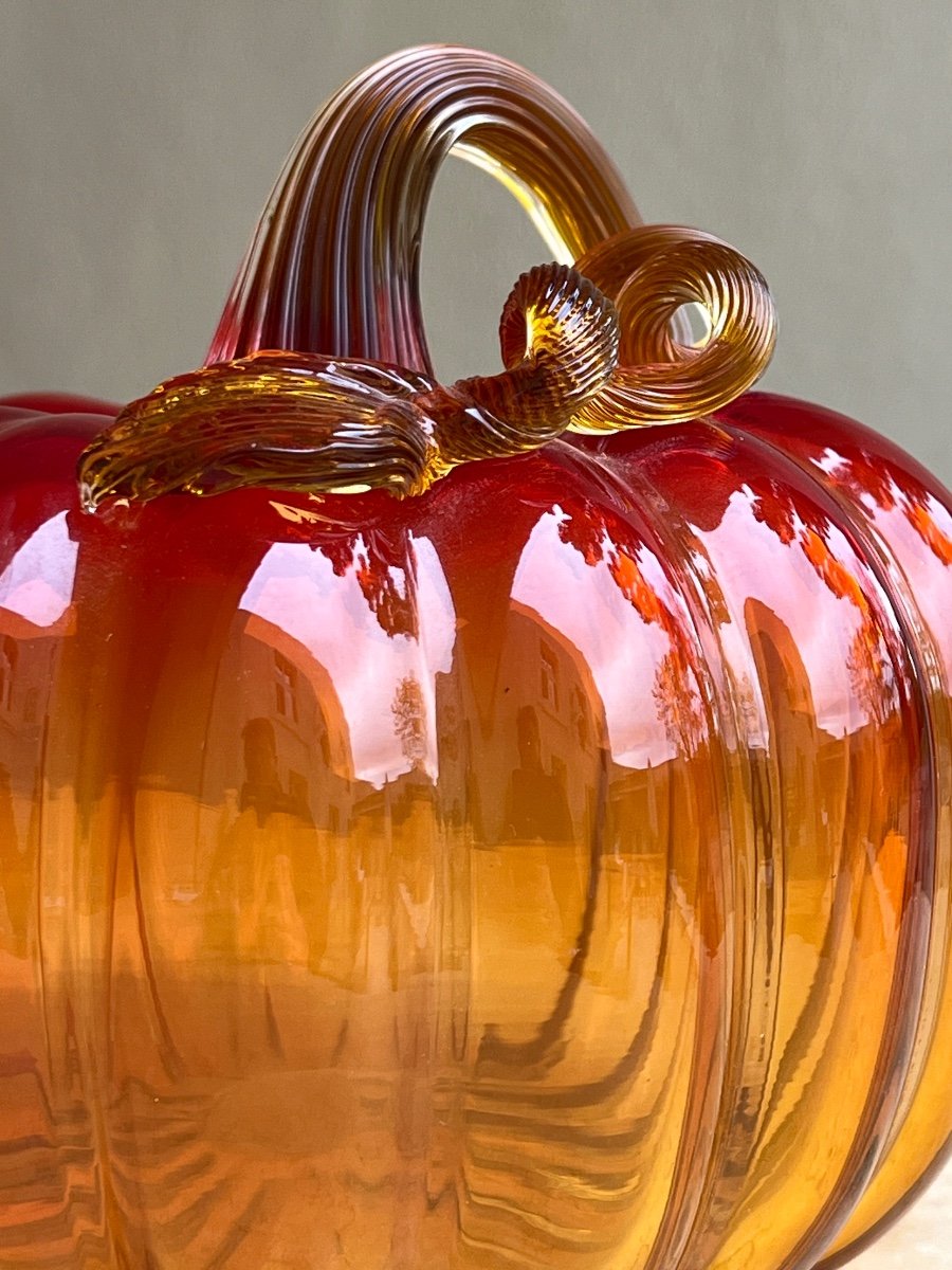 Murano Blown Glass Pumpkin Period 1960-photo-3