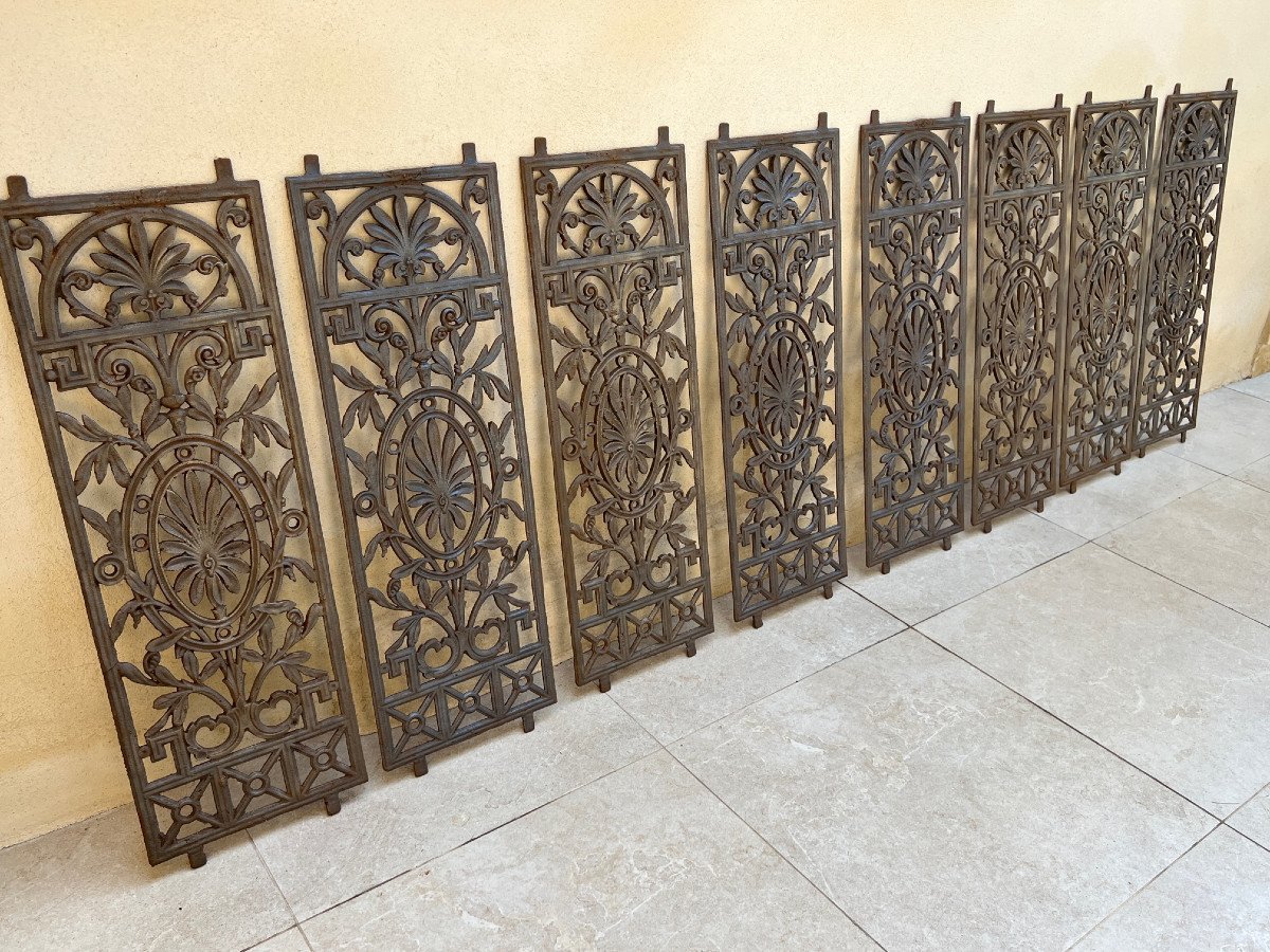 8 Cast Iron Grilles, Traveler's Tree Model, English Colonial House, Burma 19th Century -photo-8