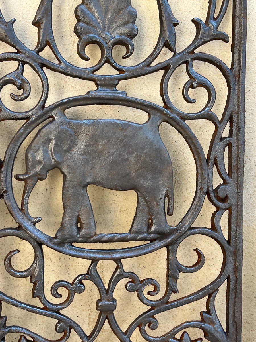 8 Cast Iron Grilles Elephant Motif English Colonial House Rangoon Burma Late 19th Century-photo-2