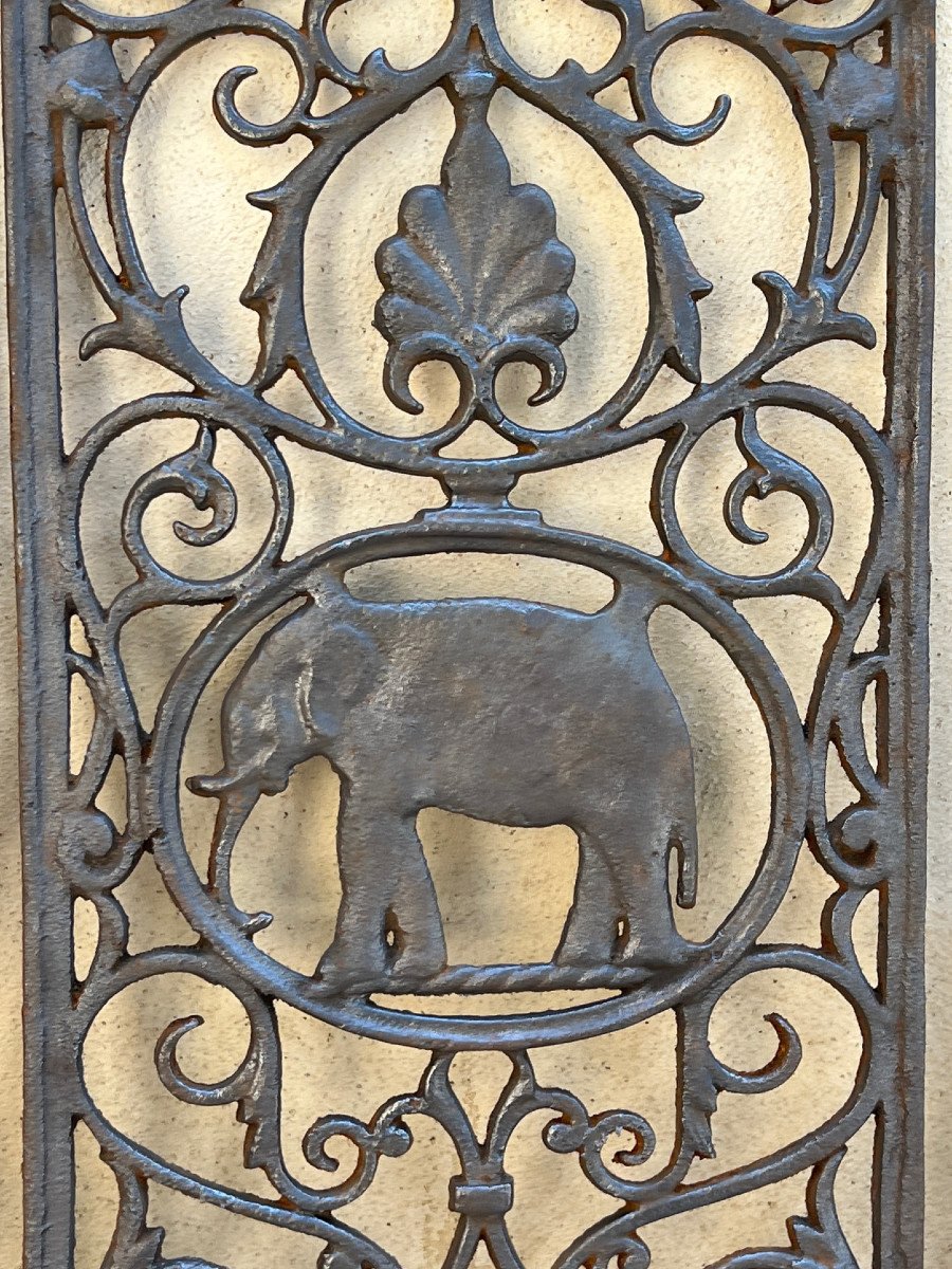 8 Cast Iron Grilles Elephant Motif English Colonial House Rangoon Burma Late 19th Century-photo-1