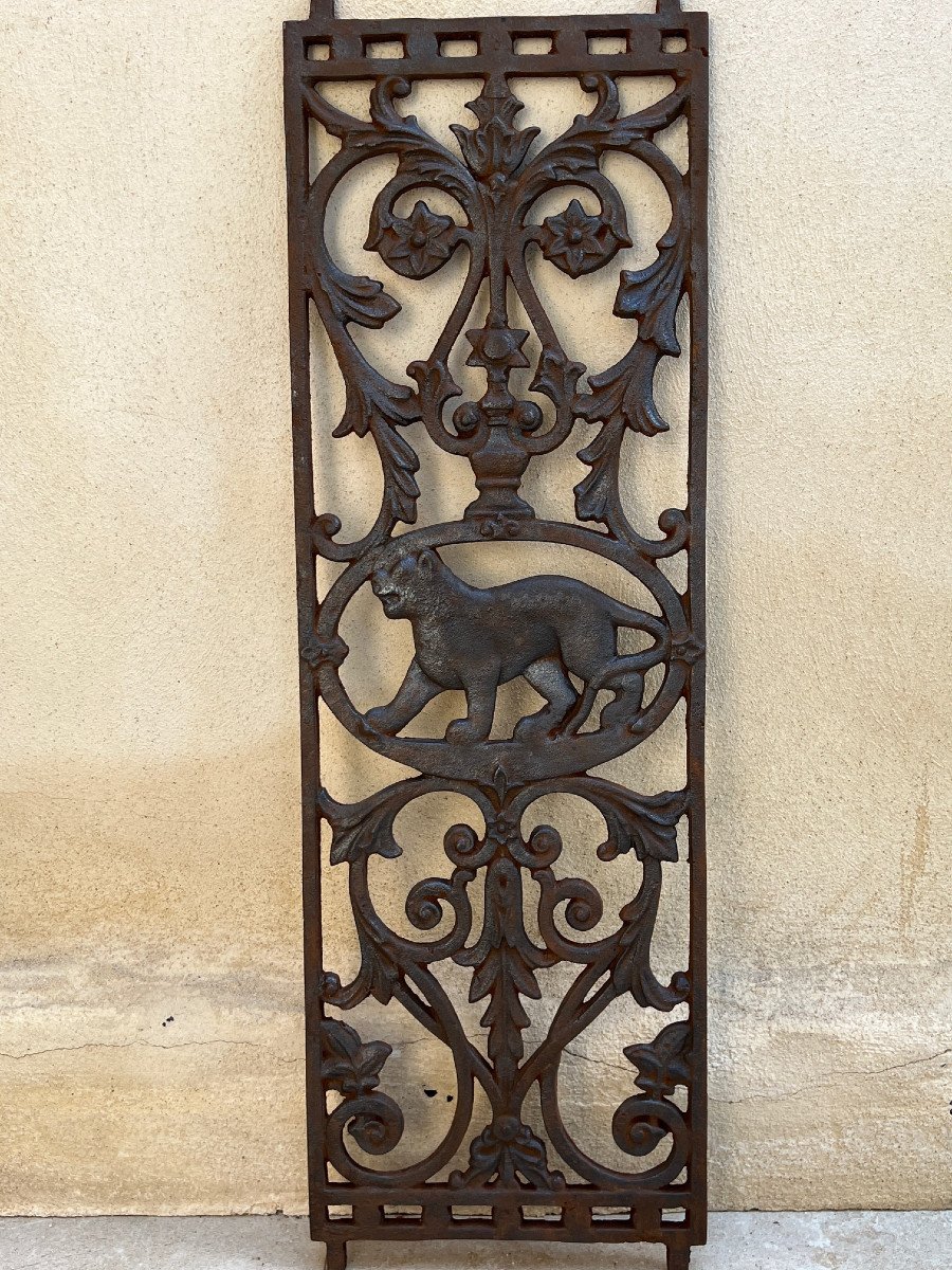 8 Cast Iron Grilles Panther Motif English Colonial House Rangoon Burma, Late 19th Century-photo-6