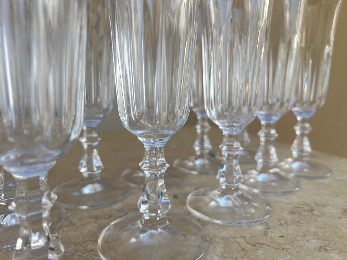 12 Baccarat Crystal Champagne Flutes -photo-2