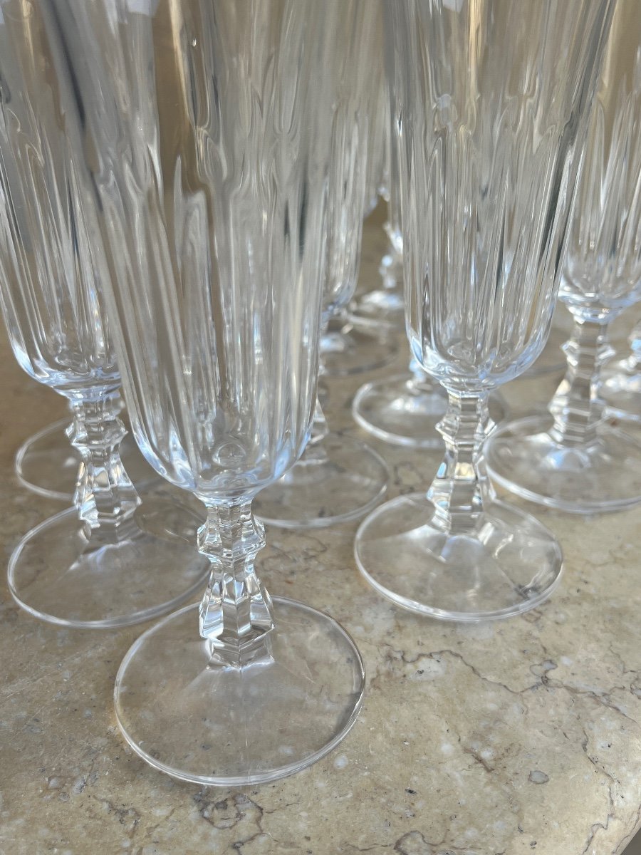 12 Baccarat Crystal Champagne Flutes -photo-3