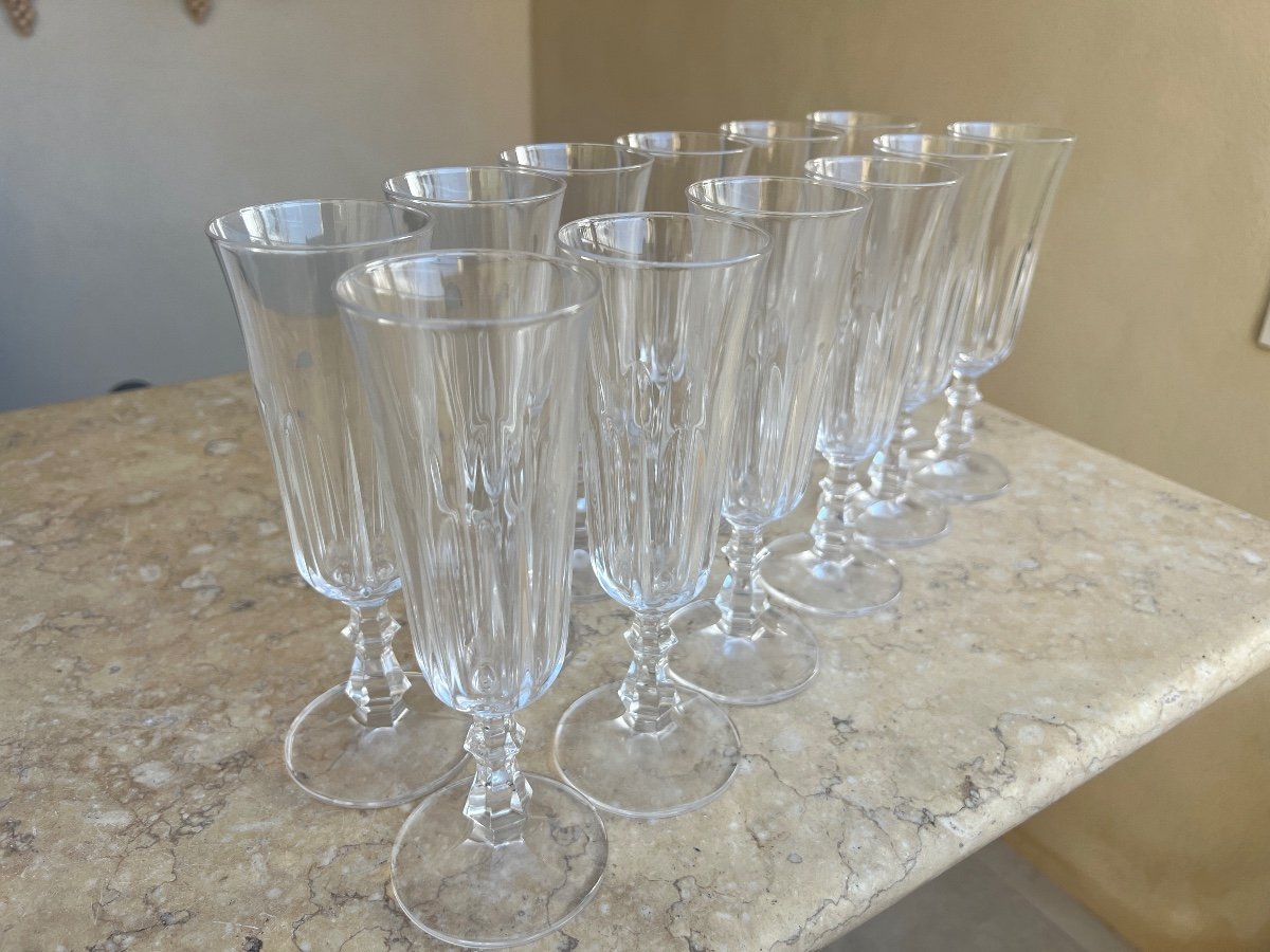 12 Baccarat Crystal Champagne Flutes -photo-7