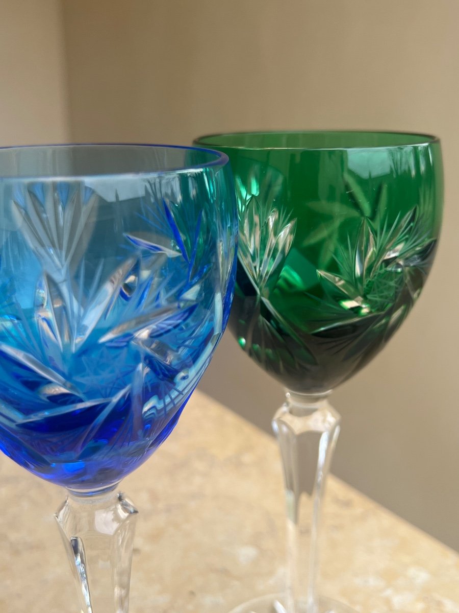 6 Saint Louis Crystal Colored Glasses -photo-4