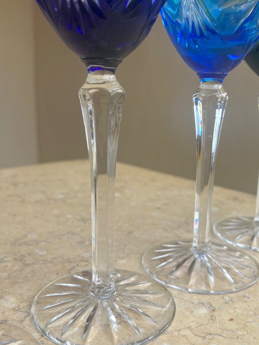 6 Saint Louis Crystal Colored Glasses -photo-7