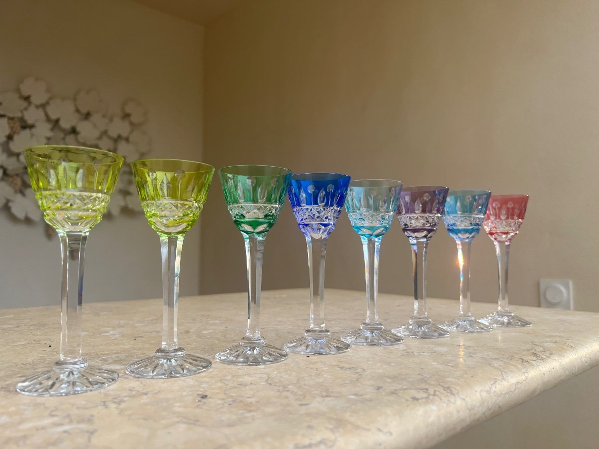 8 Verres A Liqueur De Couleur Cristal Saint Louis -photo-4