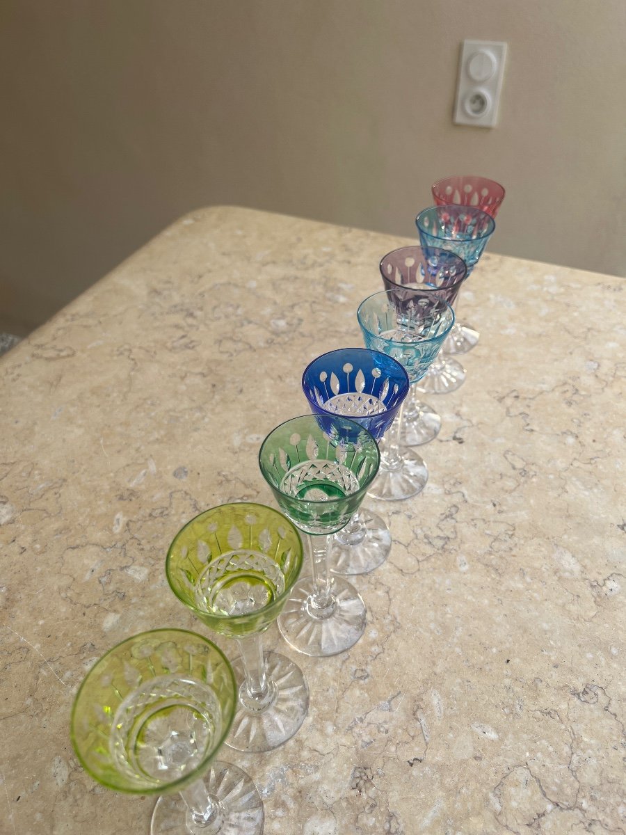 8 Verres A Liqueur De Couleur Cristal Saint Louis -photo-3