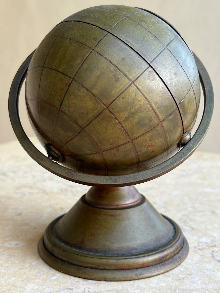 Brass Globe Ashtray Chicago World's Fair 1933-photo-5