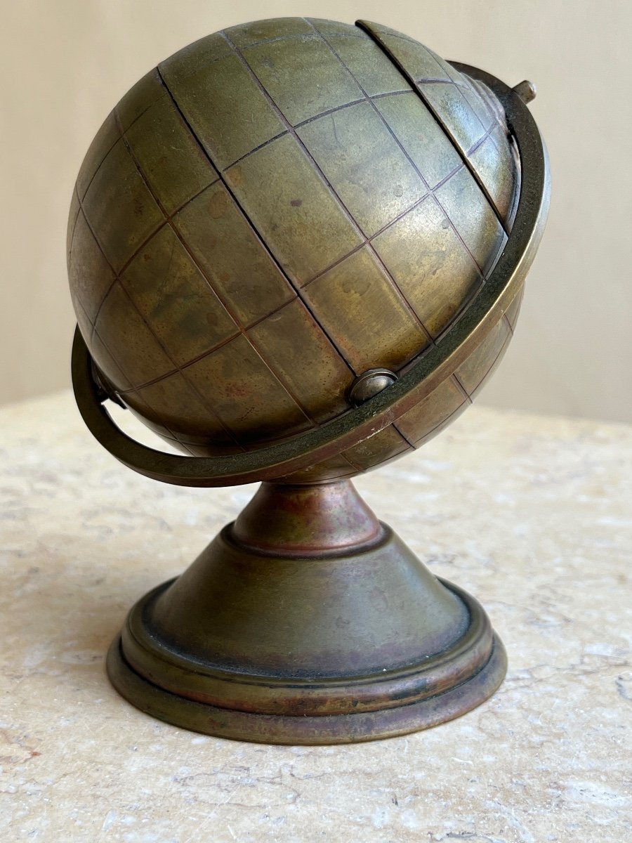 Brass Globe Ashtray Chicago World's Fair 1933-photo-6