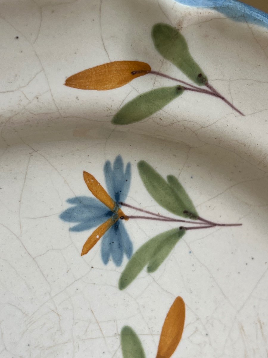 Earthenware Plate With Flower Decor, 19th Century -photo-4