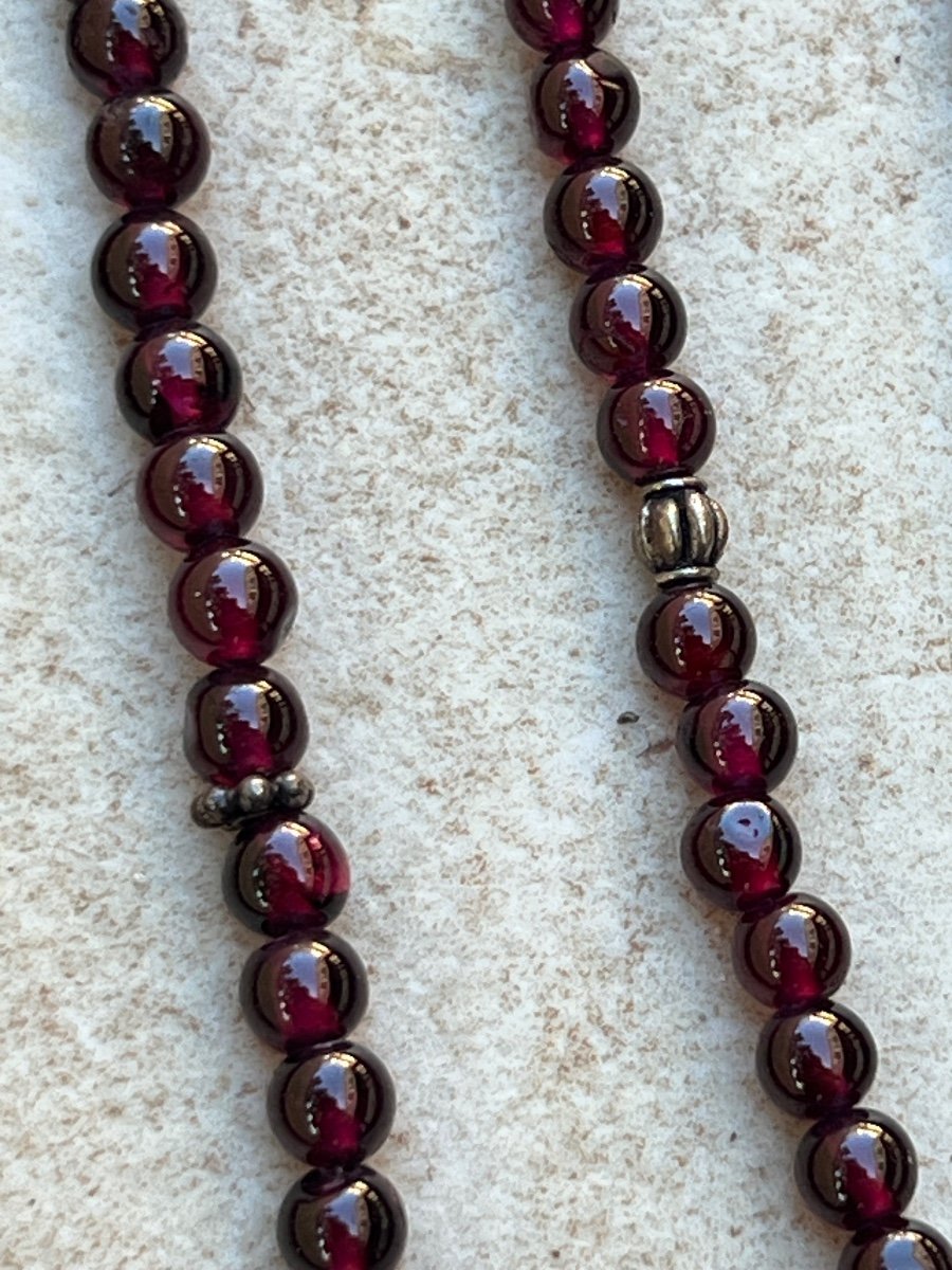 Burmese Garnet And Silver Pearl Necklace -photo-6