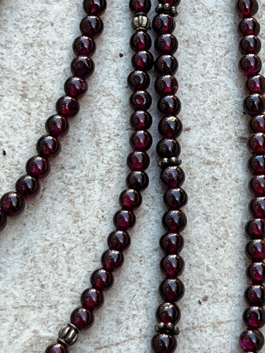 Burmese Garnet And Silver Pearl Necklace -photo-8