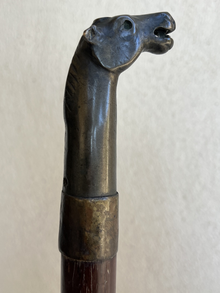 Monk's Cane Horse Head Knob 19th Century Burma -photo-1