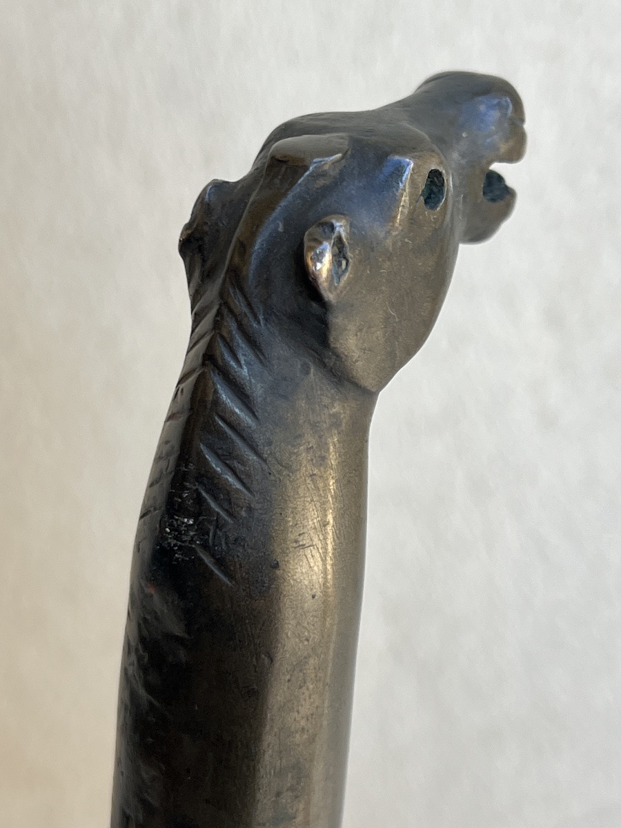 Monk's Cane Horse Head Knob 19th Century Burma -photo-2