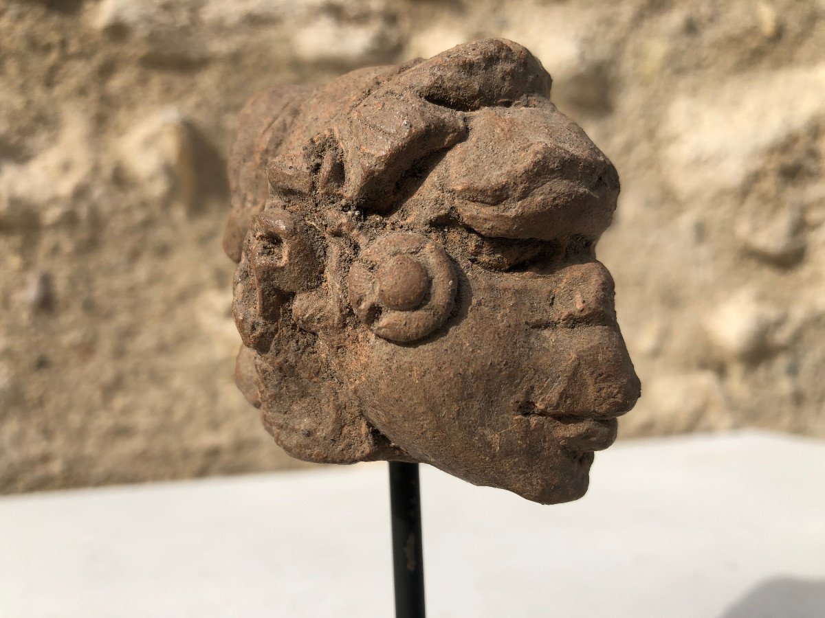 Head Terracotta Figure, Kingdom Of Majapahit, 13th / 16th Century Indonesia.-photo-4