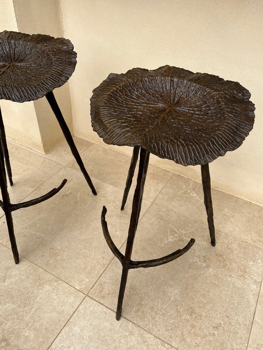 Quatre Tabouret Haut  Bronze Feuille De Lotus , Designer Suchada Supantamart -photo-8