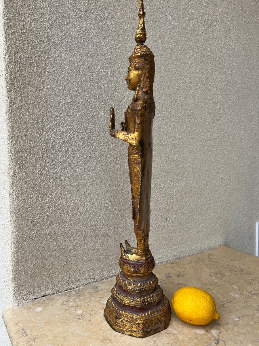 Lao Buddha In Bronze, Standing, 19th Century, Laos,-photo-2