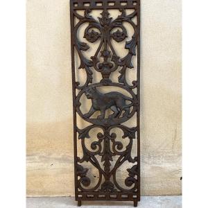 6 Cast Iron Grilles Panther Motif English Colonial House Rangoon Burma, Late 19th Century