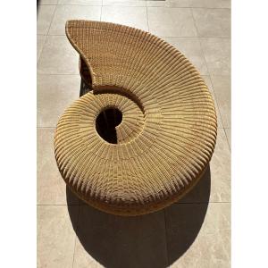 Nautilus, Rattan Design Bench, Designer Studio Corner 43, 20th Century Thailand 